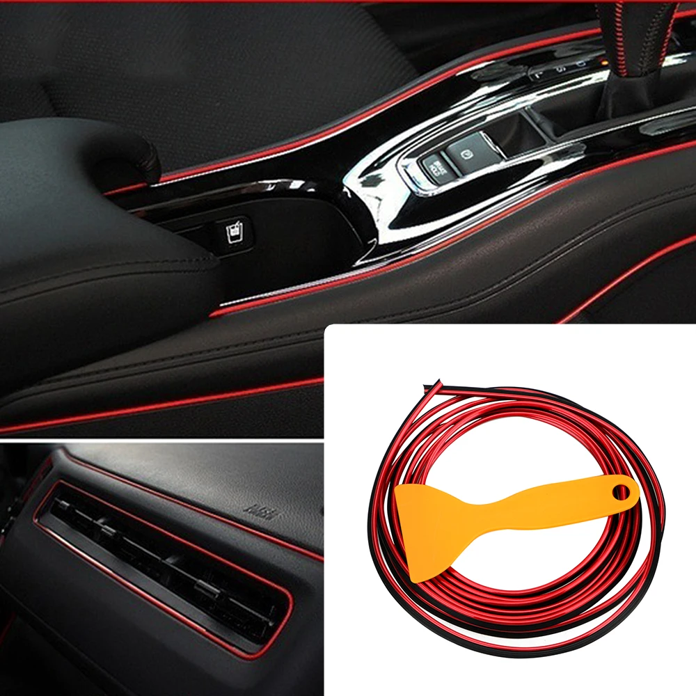 

Car Door Decor Strip Interior Mouldings Decoration DIY 3 Meter Edge Sticker Dashboard Edge Universal Trim Line Protection Strip