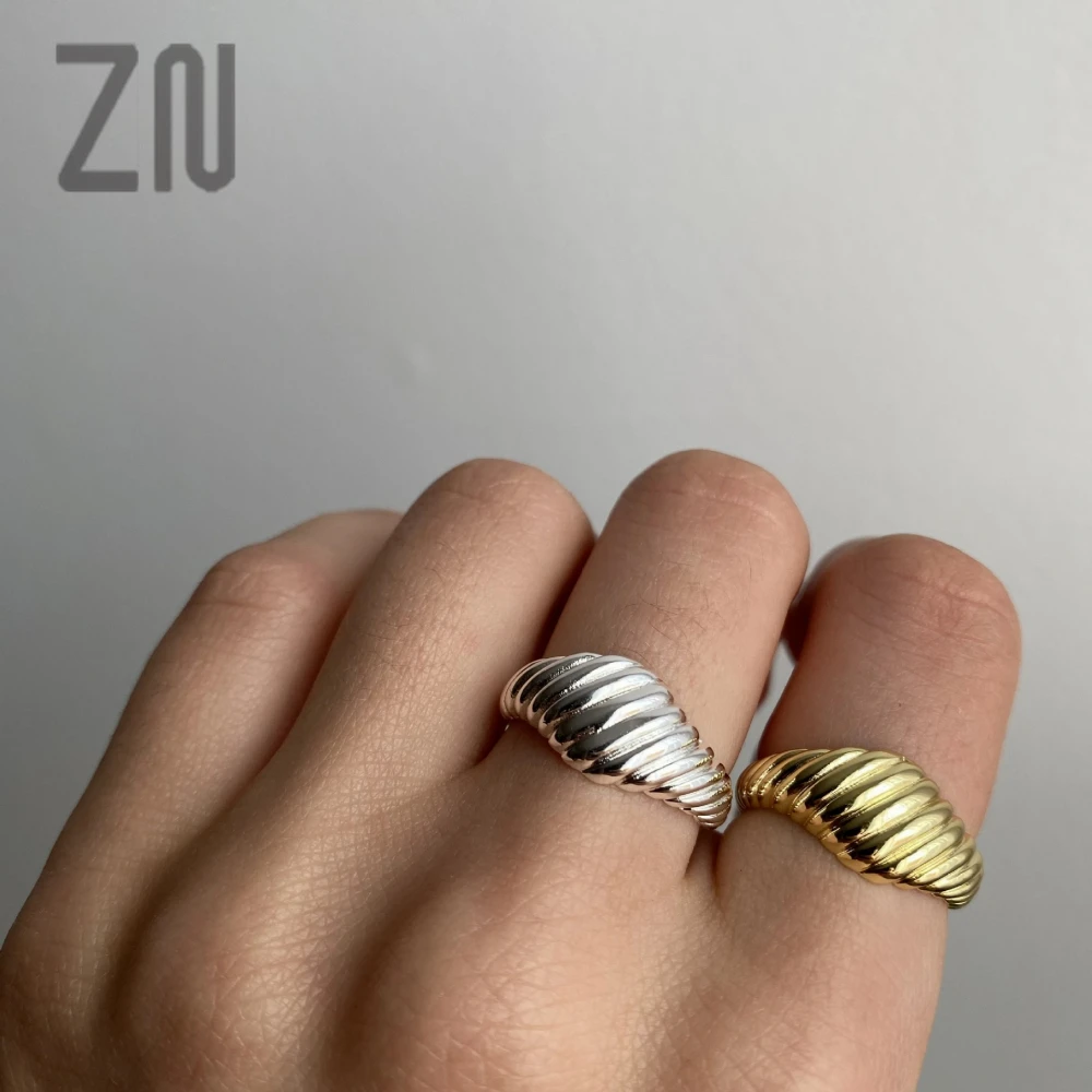 

ZN Trendy INS Style Croissant Twist Thread Finger Rings For Women Cool Girls Fashion Creative Jewelry Accessories Gifts