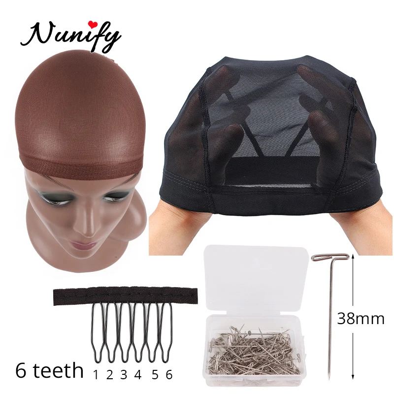 Nunify Head Stand Wig Cap For Making Kit Tool Holder Hair Net T Pins Comb Canvas Block Weft/ Mannequin |