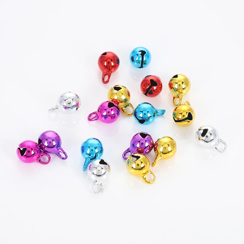 

50PCS 9 Colors Jingle Bells Iron Loose Beads Small Craft For Festival Party Christmas Tree Decorations For Jewelry Making DIY