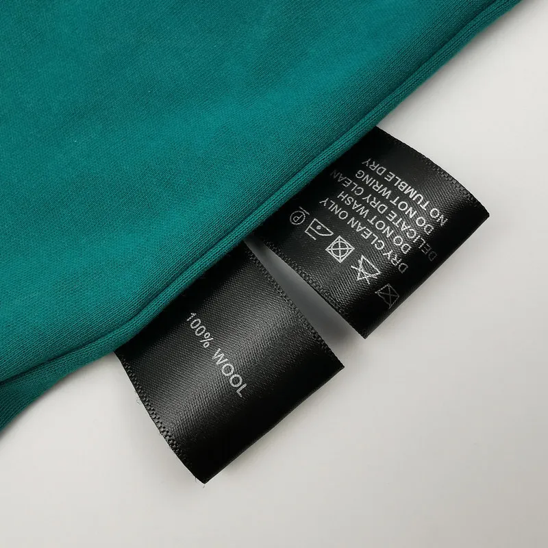 100pcs 100%WOOL stock sale soft black satin silk-screen printing care label ribbon cloth washing tag | Дом и сад