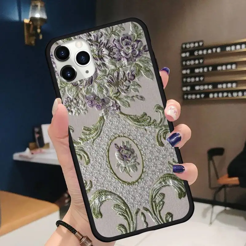 

Flower Emboss Phone Case for iPhone 11 12 pro XS MAX 8 7 6 6S Plus X 5S SE 2020 XR Soft silicone