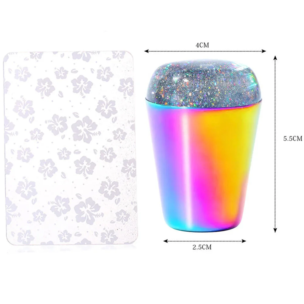 1pc Nail Stamper 4cm 2 Colors Silicone Head Holographic Laser Handle With Scraper Polish Print Transfer #K9 | Красота и здоровье