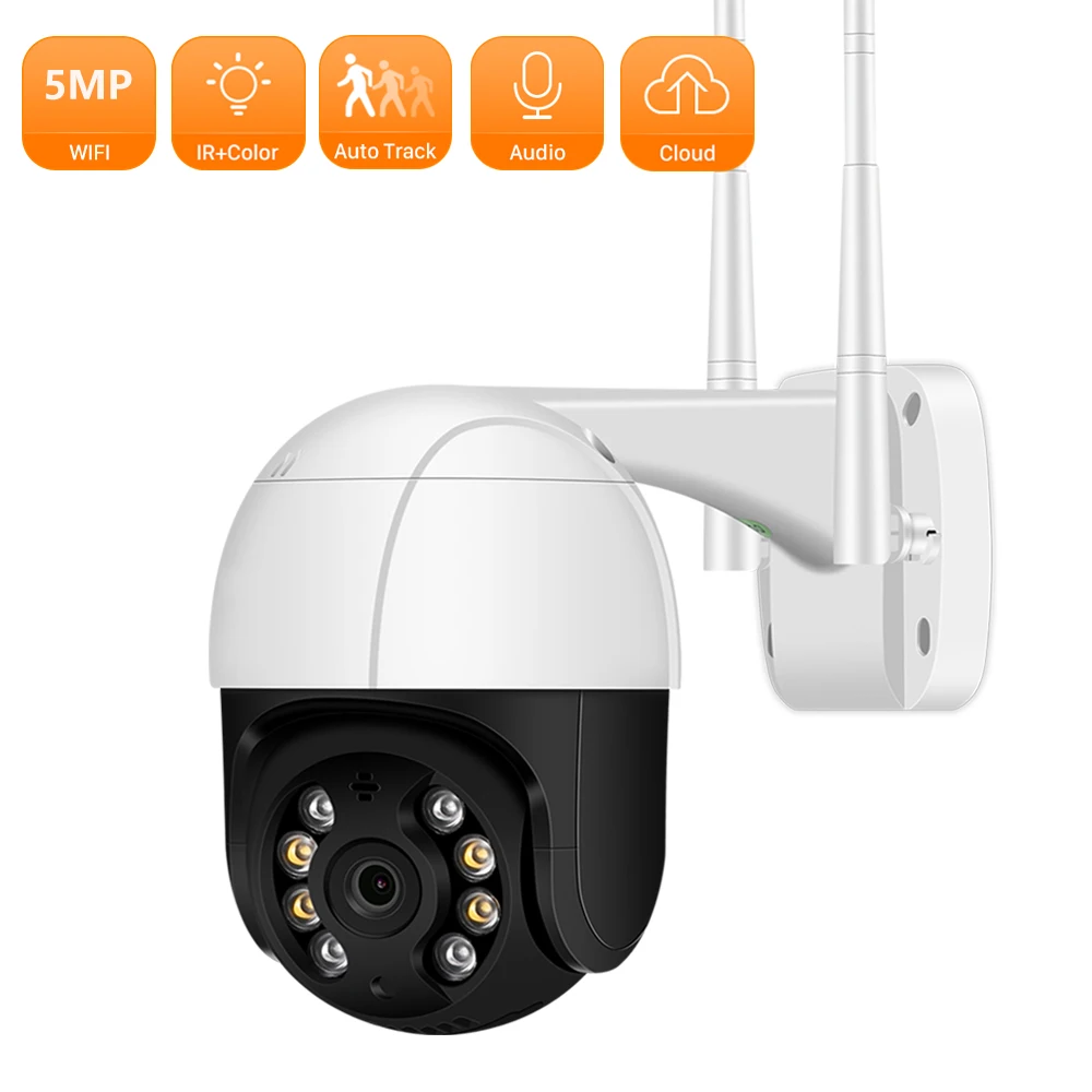 

5MP PTZ WiFI Camera Auto Tracking 4X Digital Zoom IP Camera Two Way Audio Waterproof Wireless Outdoor Surveillance CCTV Camera