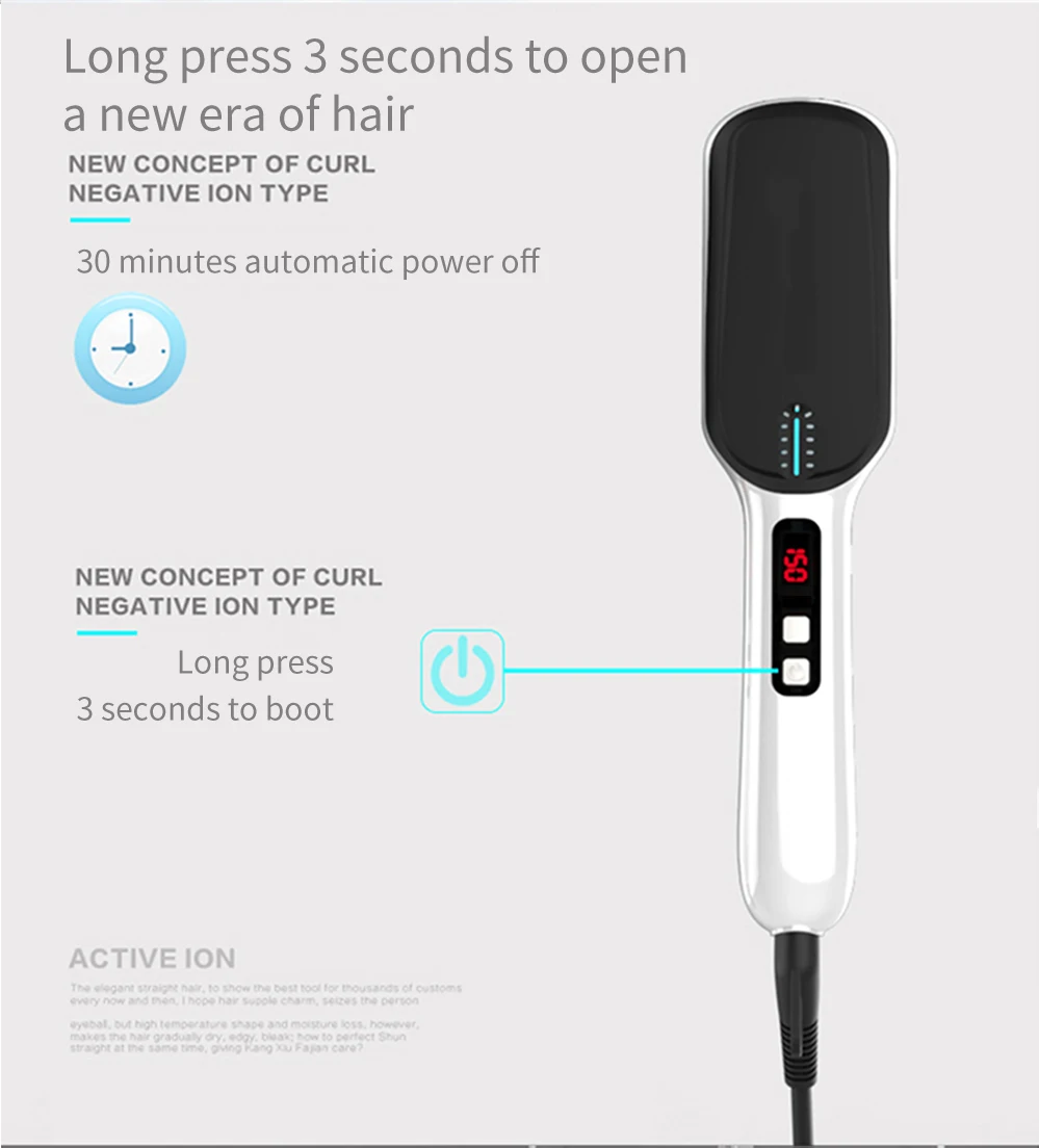 

Hair Irons Professional Fast Universal Voltage Ceramic Electric Hair Straightening Brush Styling Tool Hair Straightener ET-16