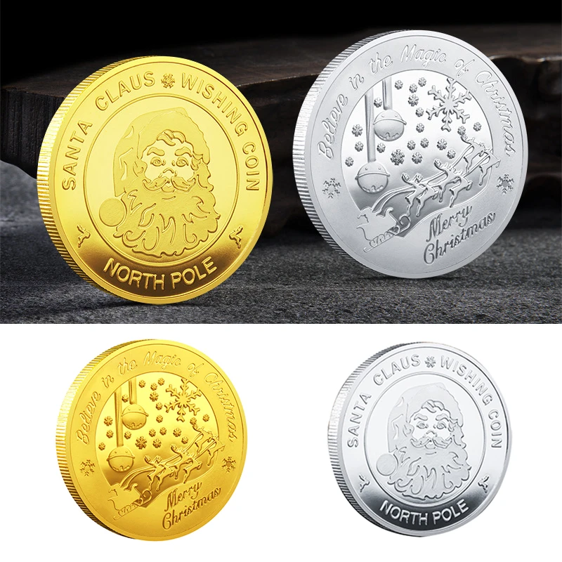 

Santa Claus Commemorative Coins New Year Gift Merry Christmas Metal Three-dimensional Commemorative Coins Collection
