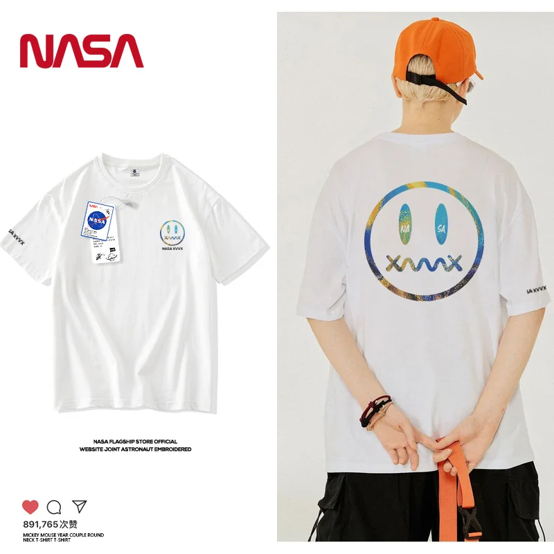 

Little devil grimace t-shirt short-sleeved ins tide brand couple printing loose trend cotton smiling face t-shirt