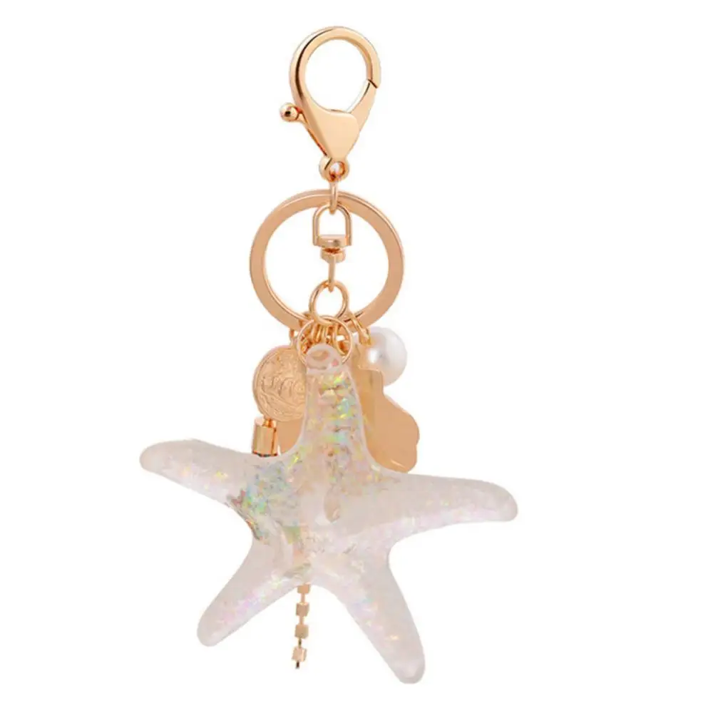 

Cute Starfish Shell Whelk Tassel Pendant Key Chain Women Keyring Keychain Keyfob