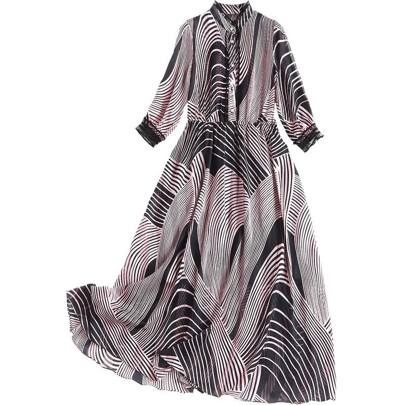 Женское шифоновое платье макси с длинным рукавом Элегантное повседневное