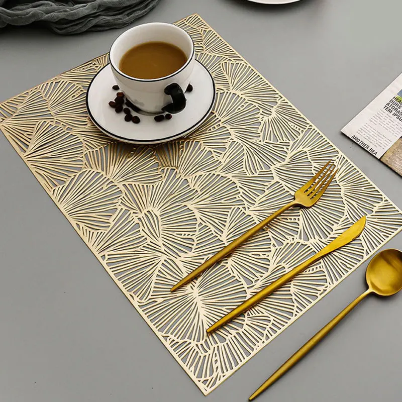 

1pc Gold Silvery Round Placemats Kitchen PVC Mats for Dining Tables Drink Coasters Set Coffee Cup Pad Hotel Restaurant Gift
