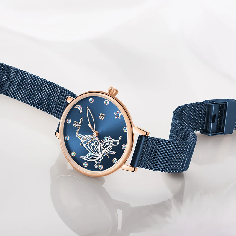 NAVIFORCE женские часы роскошный бренд яркие бабочка модные кварцевые женский