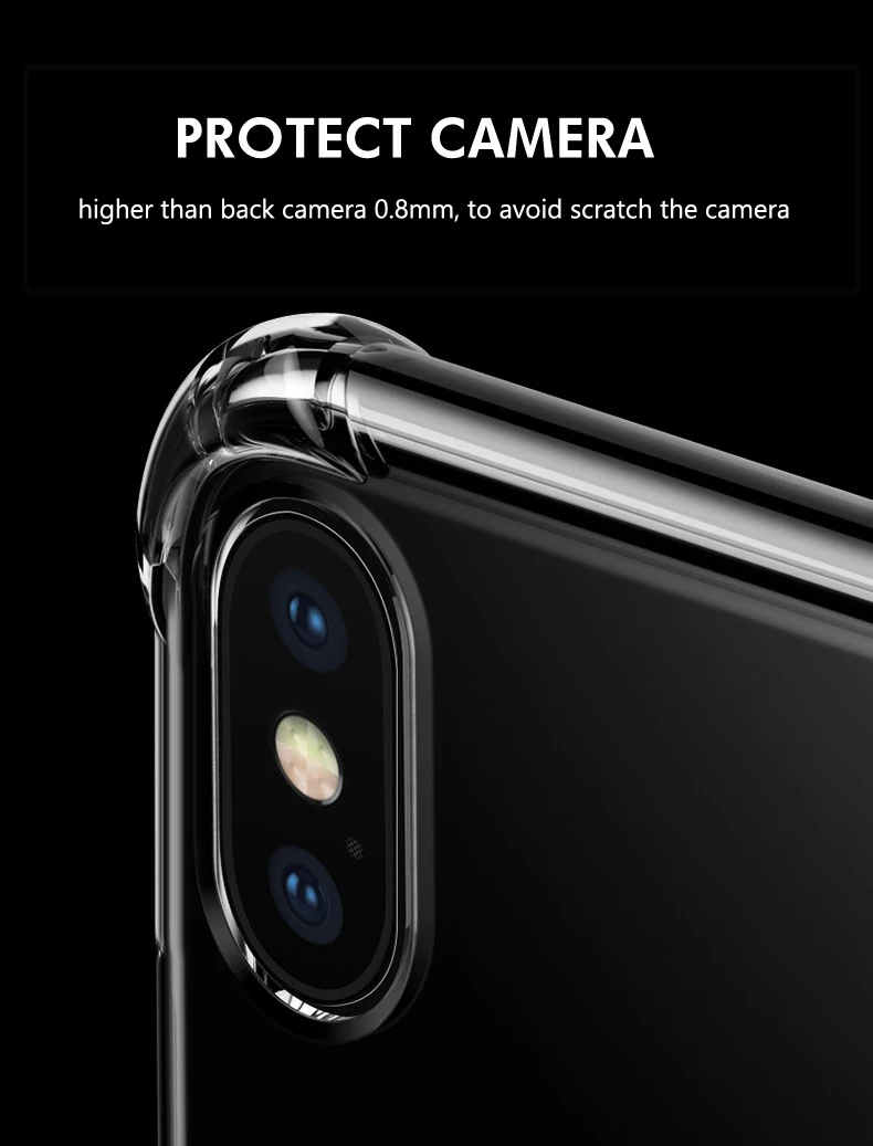 Противоударный прозрачный чехол с подушкой безопасности для iPhone X 8 Plus Прозрачная