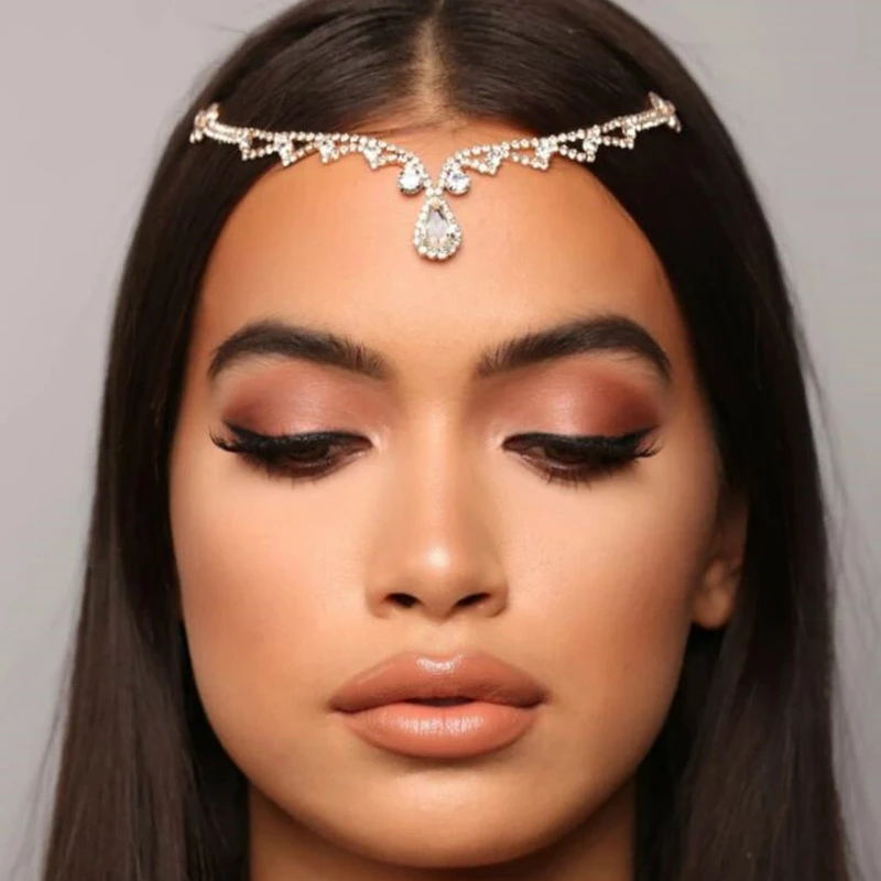 

Luxury Wedding Headpiece Bridal Rhinestone Head Chain Tiara Hair Crystal Jewelry Gift Women Forehead Headband Accessories Bijoux
