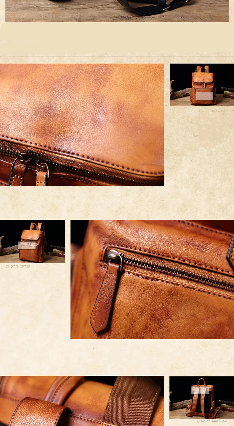Genuine Leather Men's Backpack Casual Portable Laptop Bag Vintage School Bags Large Capacity Travel Cow Men | Багаж и сумки