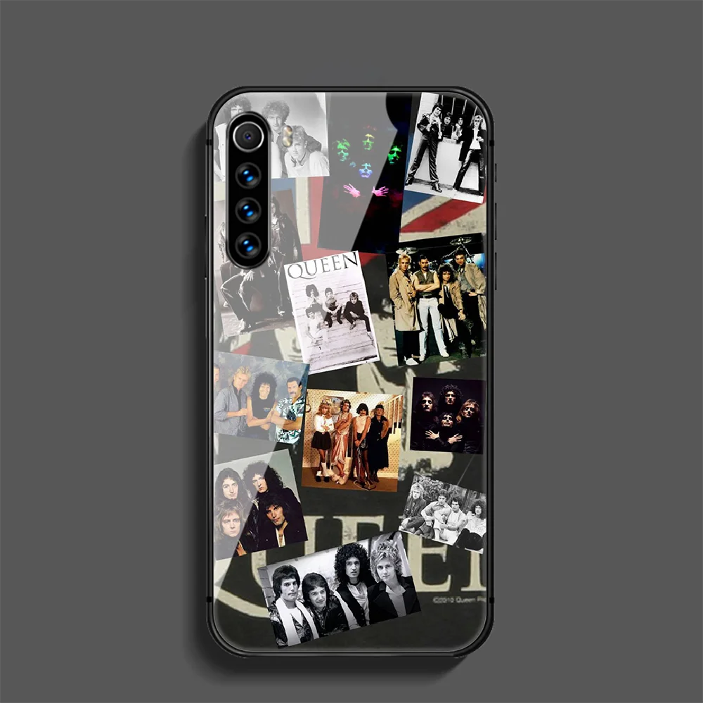 

Queen Band Phone Tempered Glass Case Cover For Xiaomi Redmi Note 7 7A 8 8T 9 9S 9A 10 K20 K30 Pro Ultra Fashion Cover Black