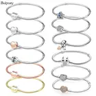 Buipoey высокое качество змея браслеты из костяных элементов для женщин и мужчин Серебряный Цвет Браслет Fit самых лучших брендов, бусины в форме двойного конуса, красивые Diy ручной работы браслет ювелирные изделия