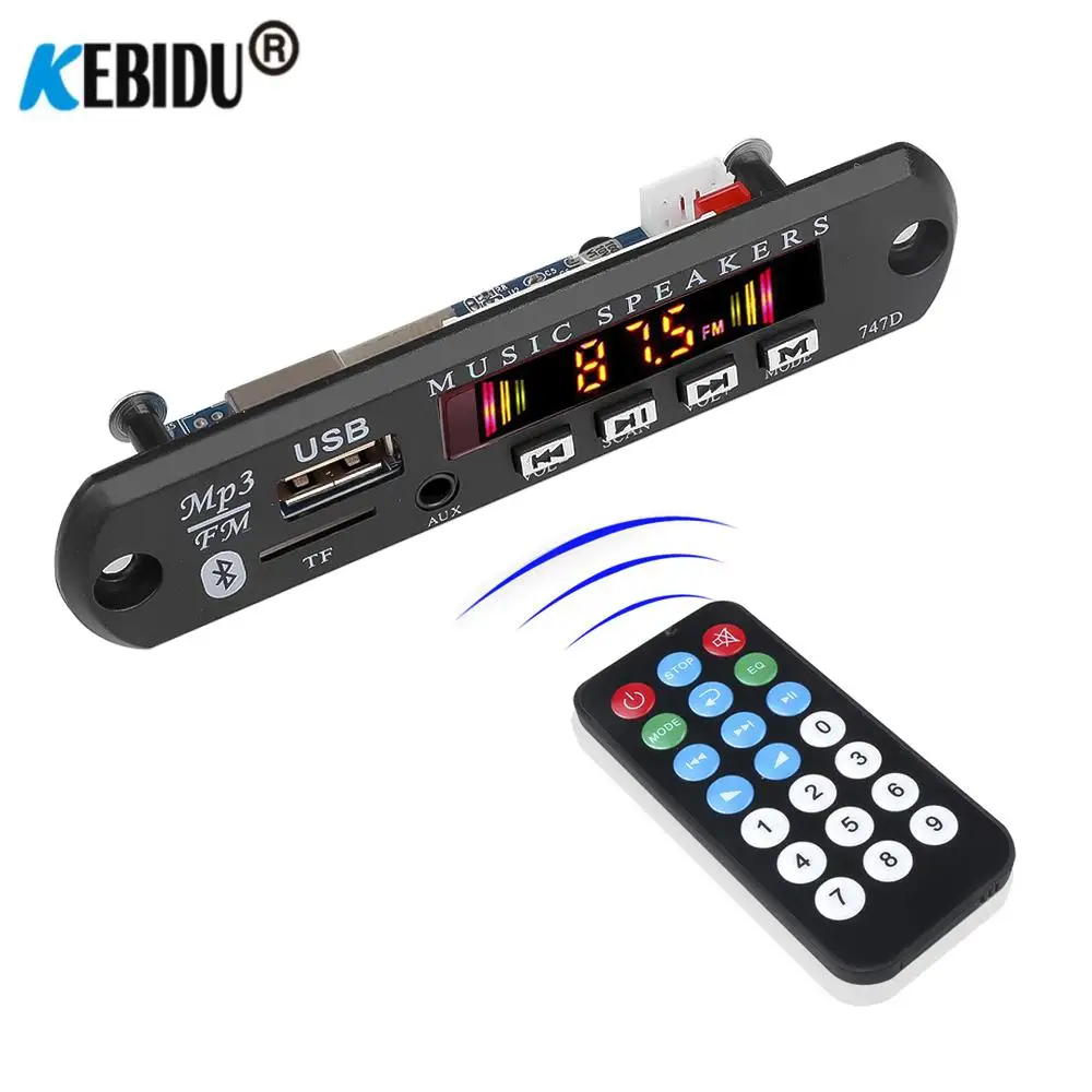 12V Bluetooth 5 0 приемник MP3 плеер декодер цветной экран FM радио TF USB AUX аудио с защитой