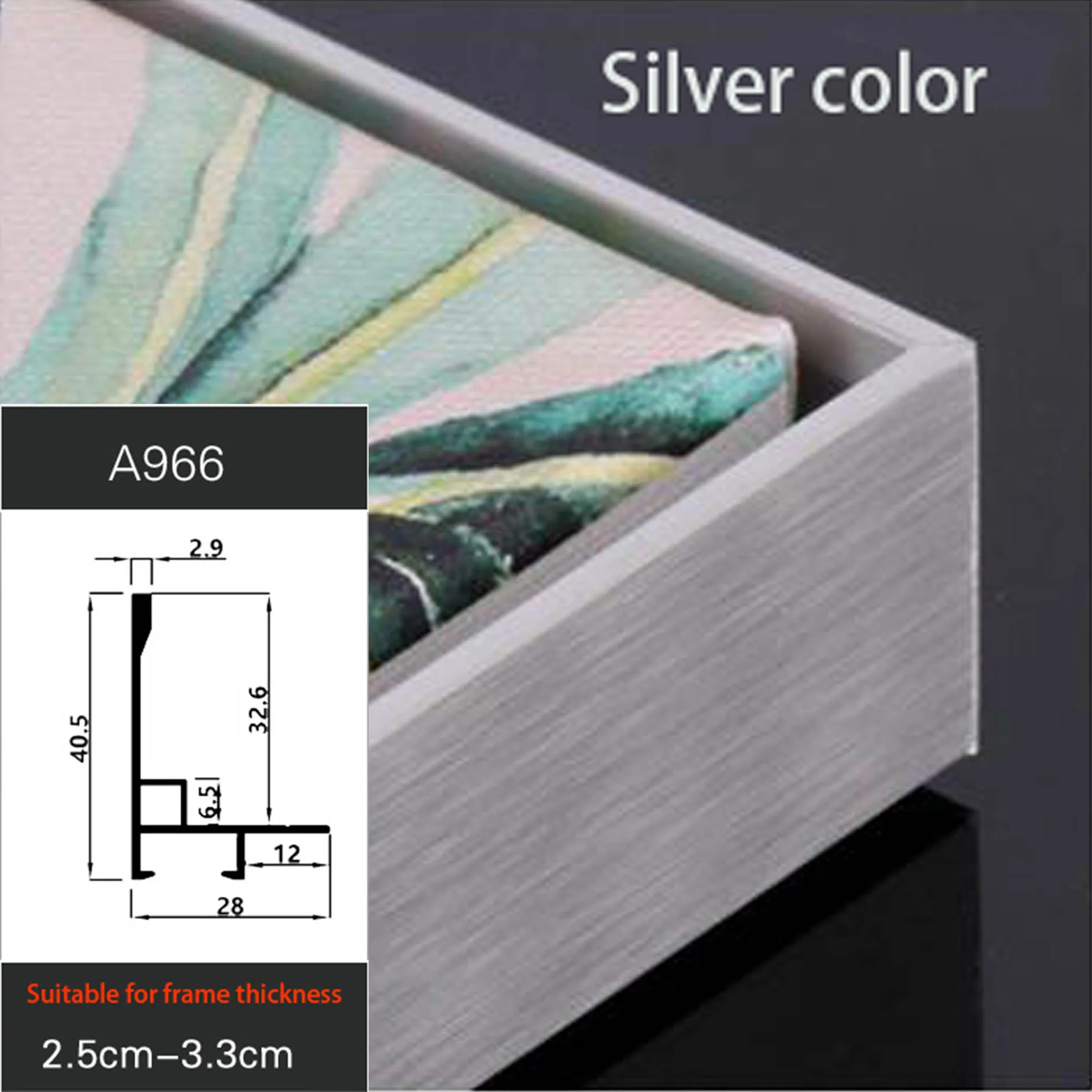 A966 Silver color Рамка для картин, большой размер, сделай сам, холст из алюминиевого сплава, картина, рамка для картин маслом, рама ramka na zdjecie porta retrato - Цвет: A966 Silver color