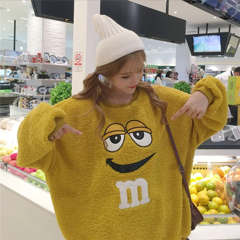 Женская толстовка с длинным рукавом плюшевый пуловер принтом шоколада