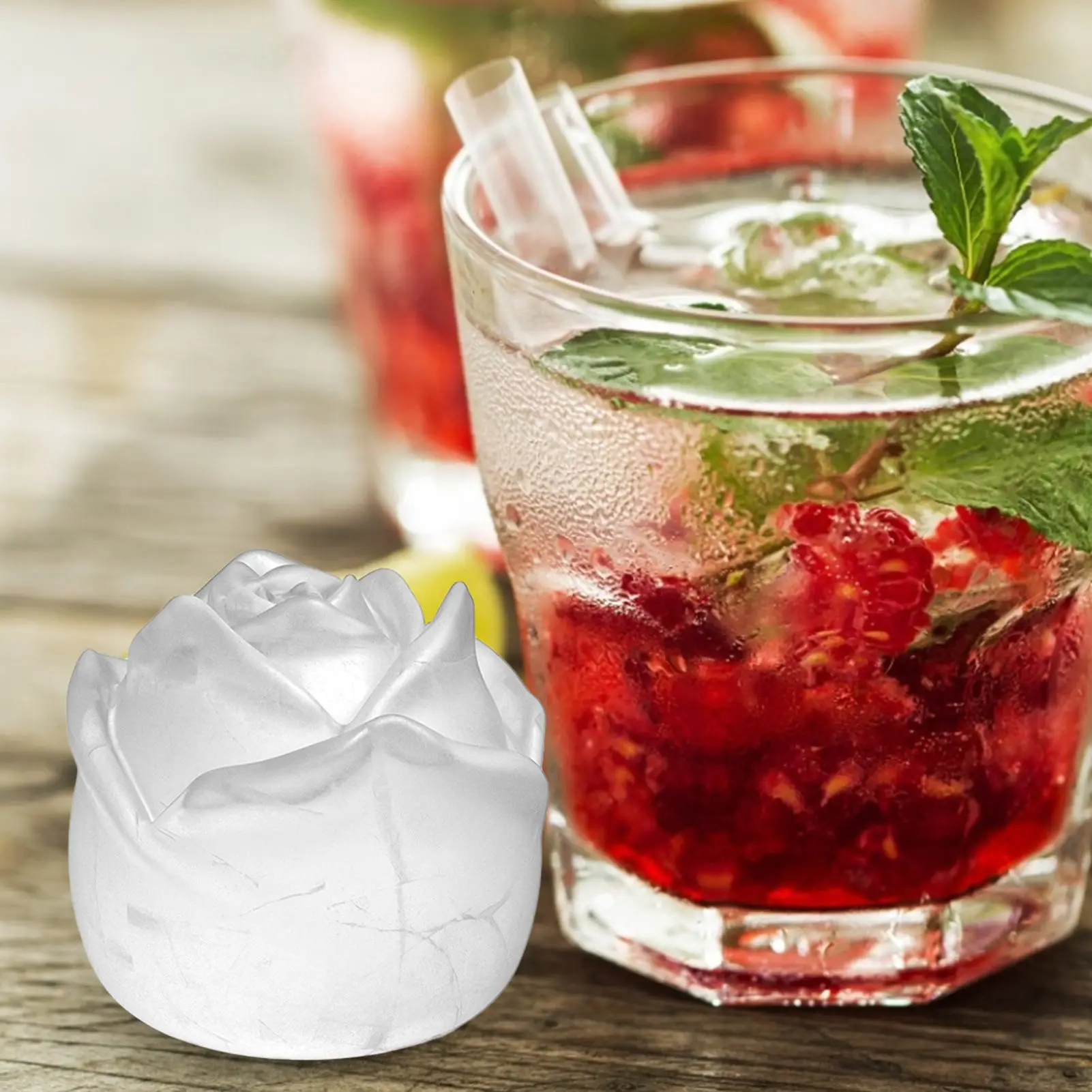 

4 Hole Ice Cube Tray Silicone Rose Flower Ice Cube Mold Household Creative Ice Tray Valentine Day Rose Flower Ice elegance