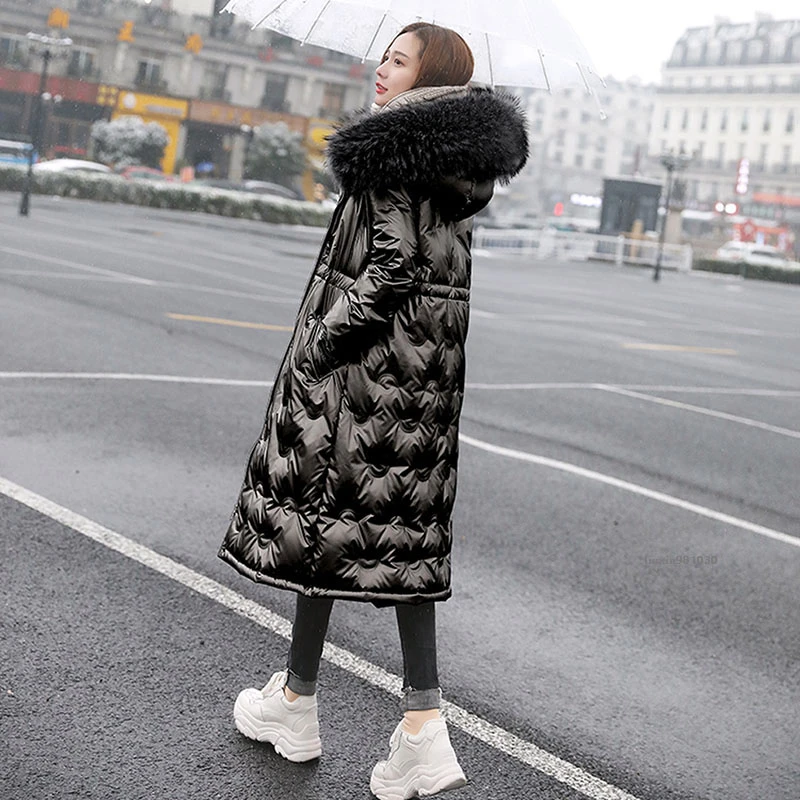 2021 зимняя блестящая длинная парка женские зимние куртки пальто тонкое толстое