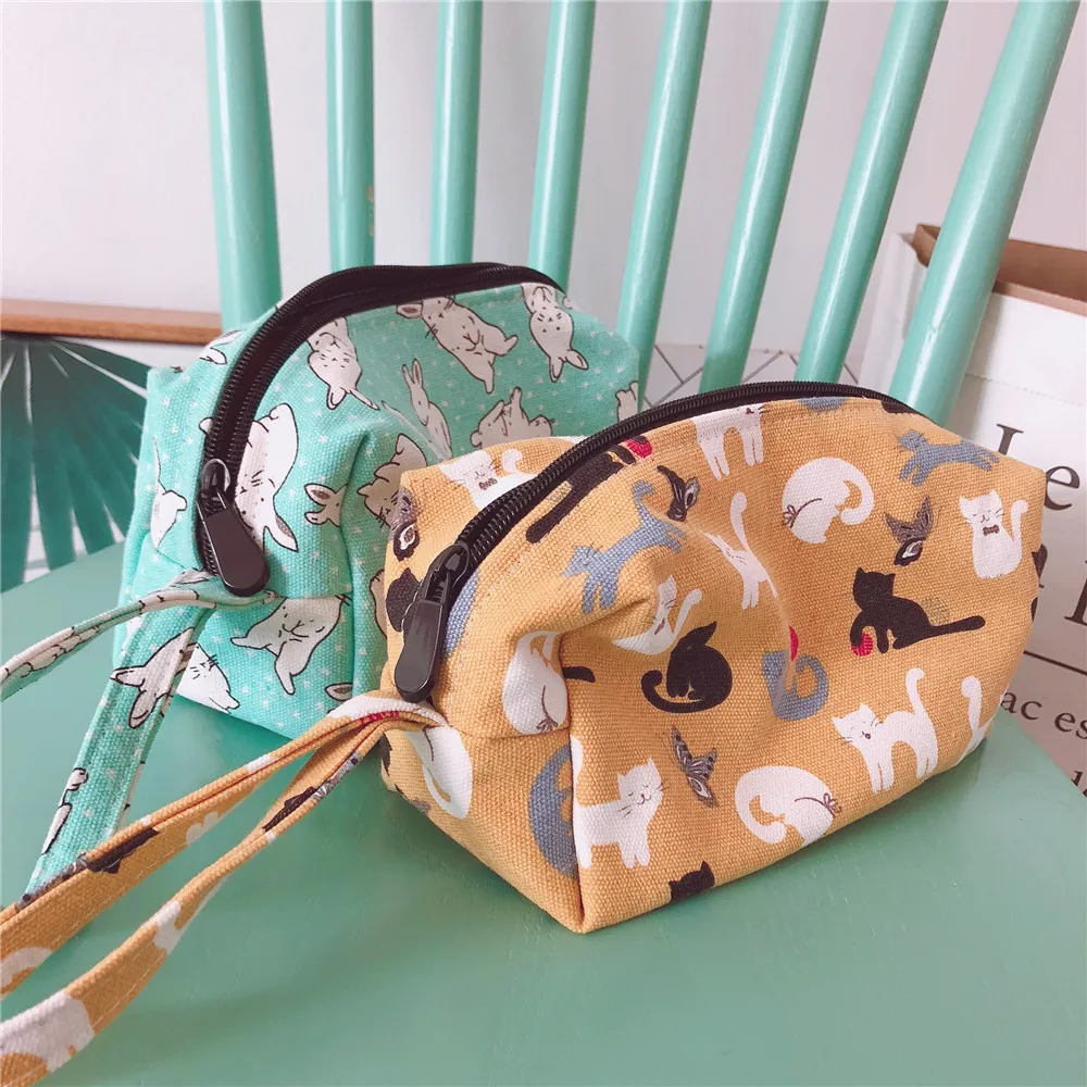 

Cute Canvas Boat-shaped Cosmetic Storage Bag Printed Canvas Large Capacity Wash Bag Casual Portable Foldable Travel Organizer