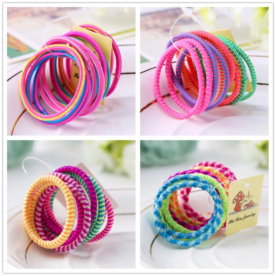 

120set/lot 10pcs/set DIY Simple Multi Fabrics Baby Hair Band High Elasticity Rubber Band Hair Styling Tools Accessories HA1335