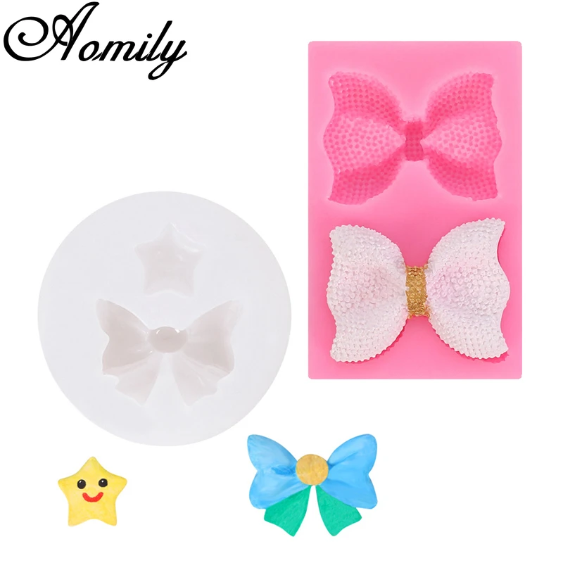 Силиконовая форма Aomily в форме банта и звезды формы для торта помадки сахарной