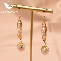 xlentag handmade natural high quality pearls new dangle earrings women girl engagement love gifts fine fashion jewrlry ge0746