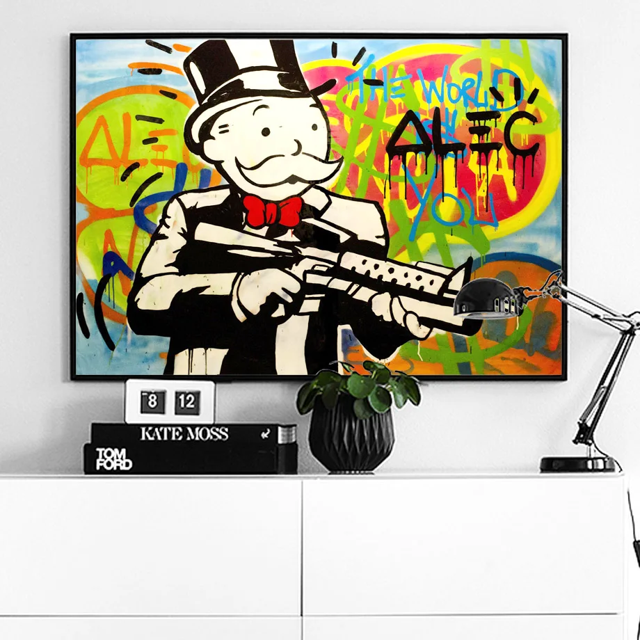 Фото Художественные принты Alec Graffiti, богатые долларовые художественные постеры и принты, настенные художественные принты для гостиной, домашний декор №2