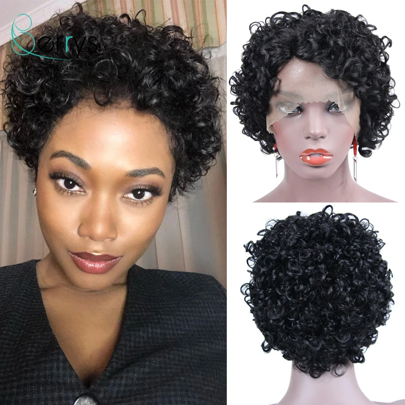 Berryshair Короткие Свободные Вьющиеся парики женские перуанские волосы Remy волнистые