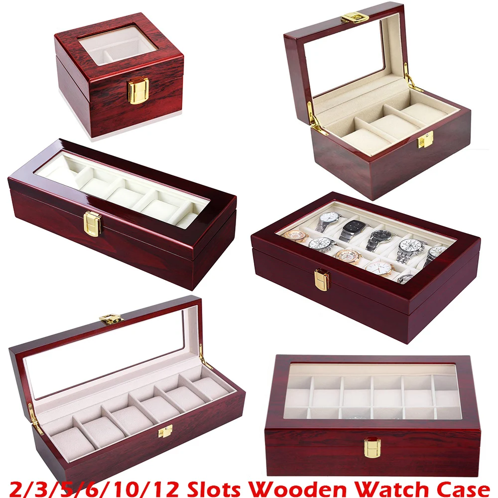 

Luxury Wooden Watch Box Watch Holder Box For Watches Men Glass Top Jewelry Organizer Box 2 3 5 6 10 12 20 Grids Watch Organizer