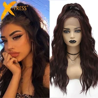 synthetic hair lace wigs freemiddle part x tress ombre brown black color long natural wave trendy lace hair wig for black women