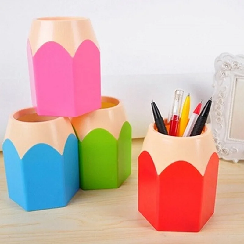 

Creative Pen Vase Pencil Pot Makeup Brush Holder Stationery Desk Tidy Plastic Desk Organizer Container School Office Supplies