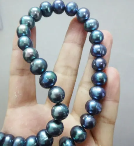 

Подлинное ожерелье с таитянским черным жемчугом 9-10 мм, 18 дюймов, серебряные ювелирные изделия, цепочки, ожерелье для женщин, жемчужное ожерелье