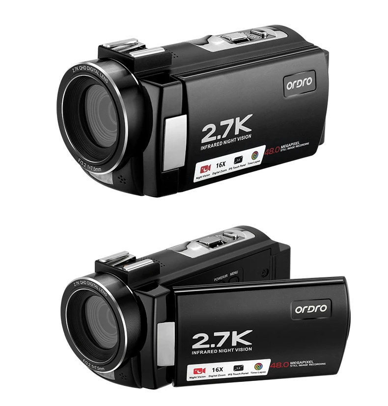 

2021 Video Camera for Blogger Ordro AE7 2.7K IR Night Vision Digital Camcorder Full HD YouTube Vlogging Filming Cameras