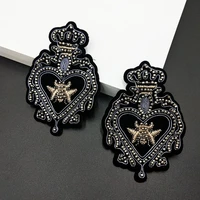 5 pieces fashion silver crown bee badge embroidered sticker clothing jacket bag hat diy decorative applique beads patch