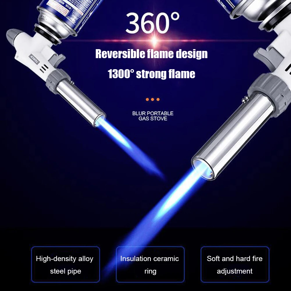 

Portable Invertable Butane Gas Torch Flamethrower Multifunctional Adjustable Barbecue Flame Torch Ignition Lighter