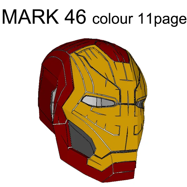 Mark 46 colour Железный человек DIY может носить шлем 1:1 Бумажная модель нужна ручная работа - Цвет: Mark 46 colour
