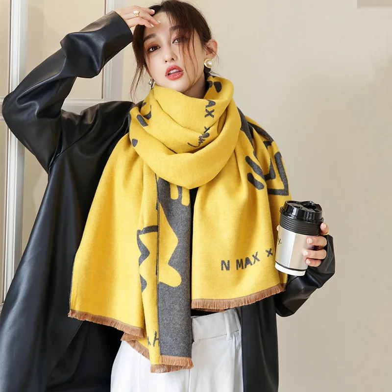 

Luxury Winter Cashmere Scarf Women Thick Blanket Neckerchief Shawls And Wraps Lovely Hijab Ladies Long Echarpe Pashmina Bufanda