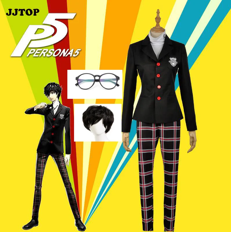 Костюм для косплея Акира Курусу Persona 5 одежда Ren Amamiya школьная форма очки пальто +