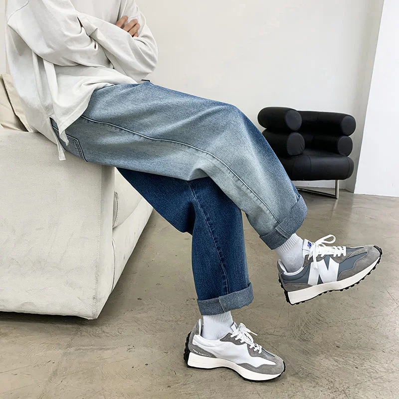 Мужские джинсы с градиентным переходом цвета повседневные свободные брюки в