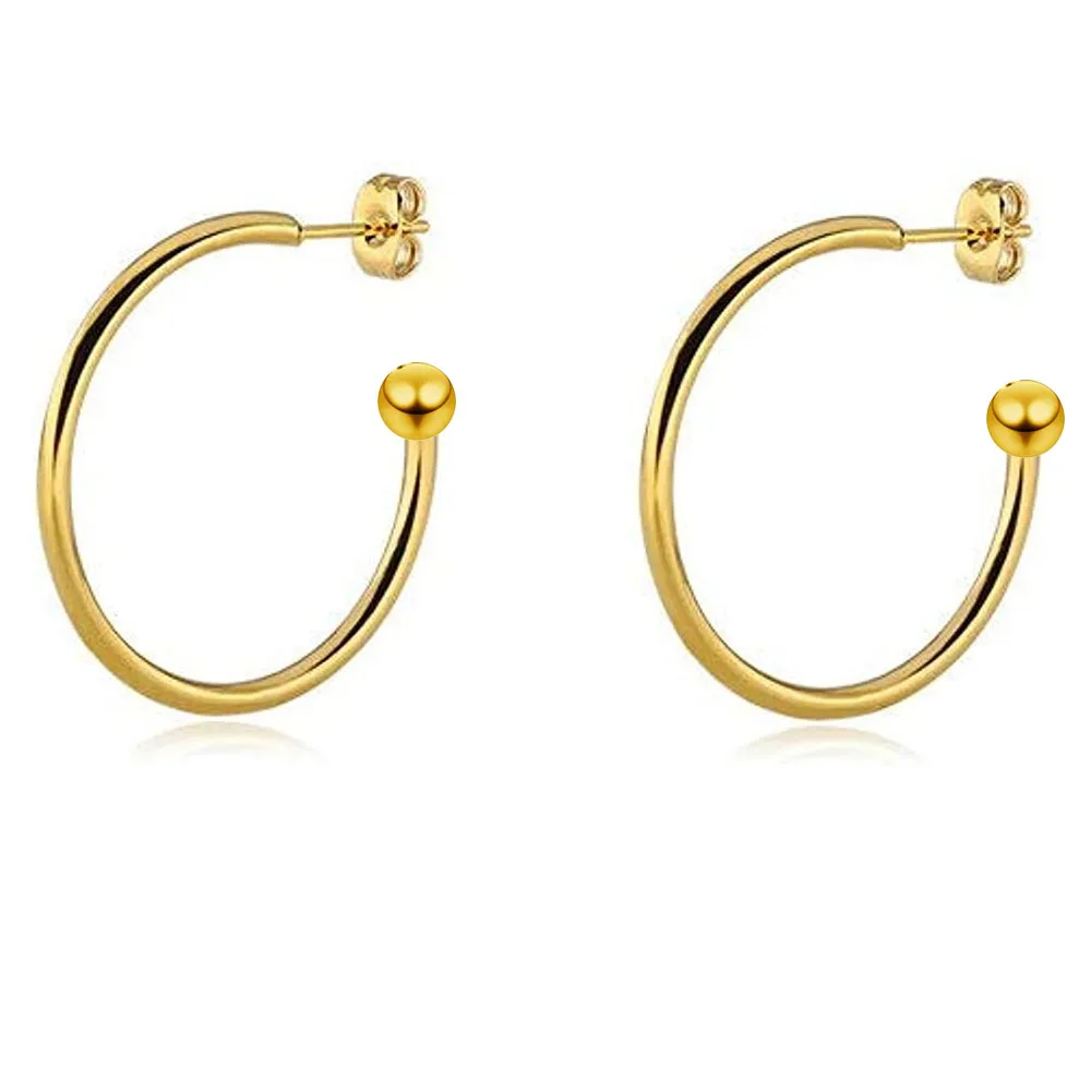 

Stainless Steel Round Earrings Hot Sale Circle With Back Gold Color Ear Hoop Earrings for Women Jewelry Wholesale