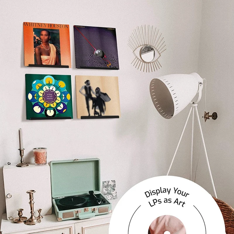 

LP Vinyl Record Holder Stand 6 Pack Acrylic Album Shelf Wall Mount Display for Your Favorite LP Records
