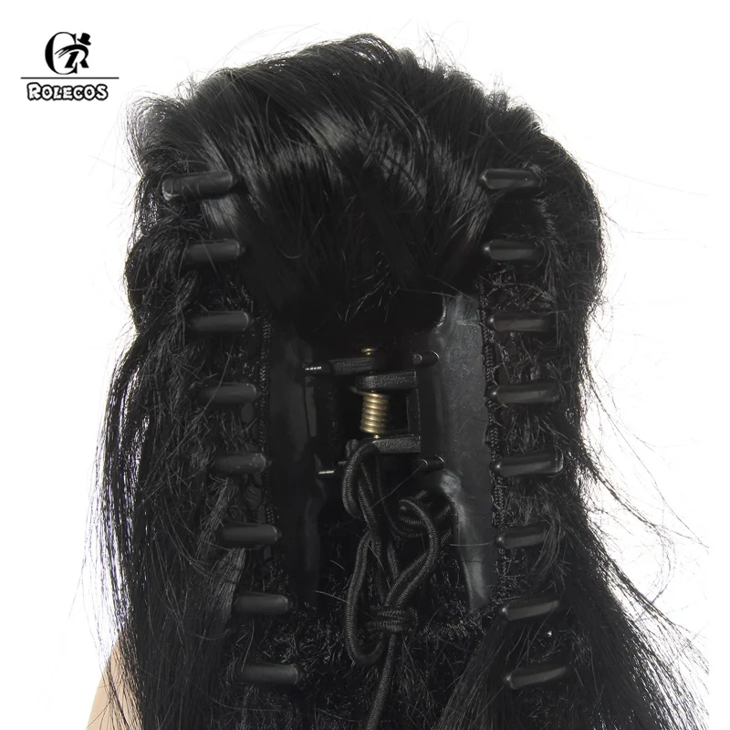 

ROLECOCS Tomioka Giyuu Cosplay Hair Demon Slayer Kimetsu no Yaiba Cosplay Headwear Black 30cm Men 25cm Ponytail