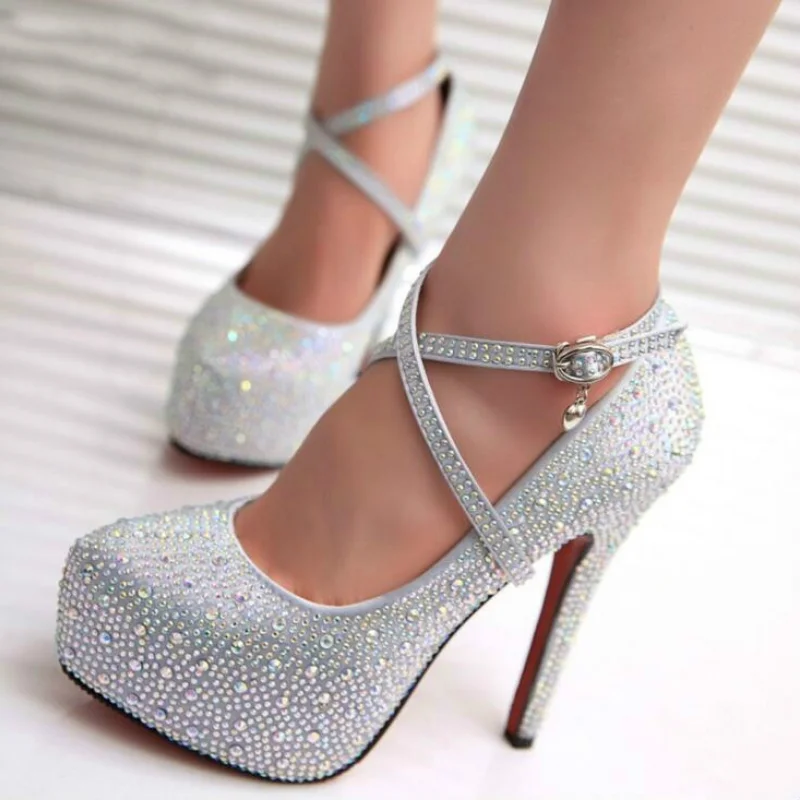 

2021 Women High Heels Prom Wedding Shoes Lady Crystal Platforms Rhinestone Bridal Shoes Party Diamond Luxury Bridesmaid Shoes