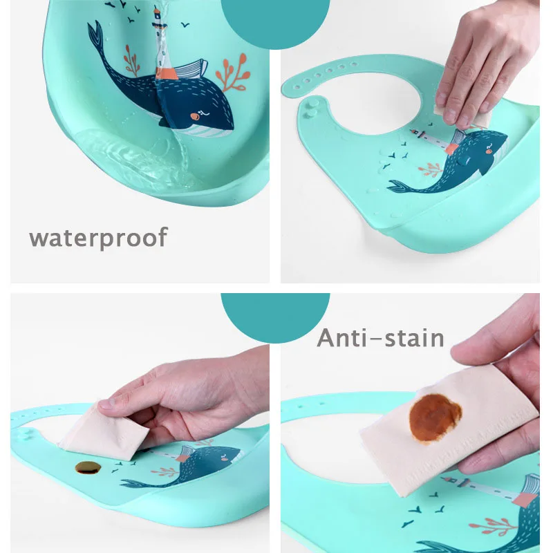 Трёхмерный водонепроницаемый супер мягкий силиконовый детский нагрудник для