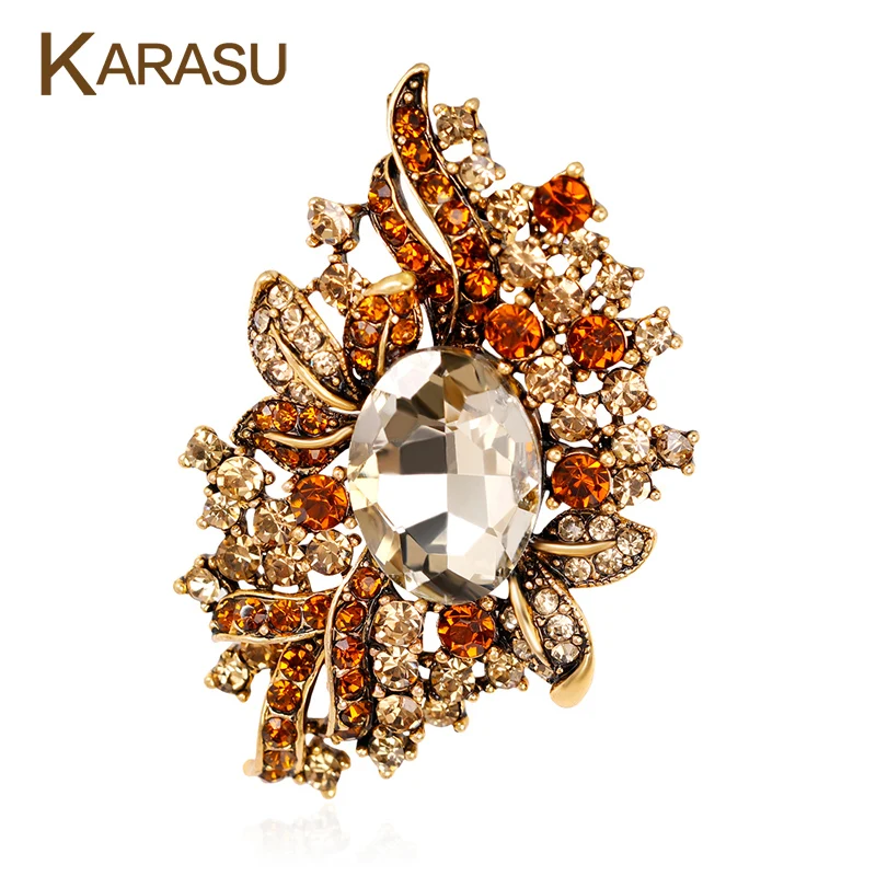 Новые модные ювелирные изделия золотые блестящие стразы цветок броши для женщин