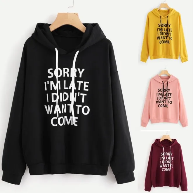

2021 Spring And Autumn Fashion Sweatshirts Loose Printed Letter Round Neck Long Sleeve Hooded Casual Hoods