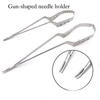 microscopic needle holder gun like fine needle holder stainless steel straight elbow neurosurgical brain equipment